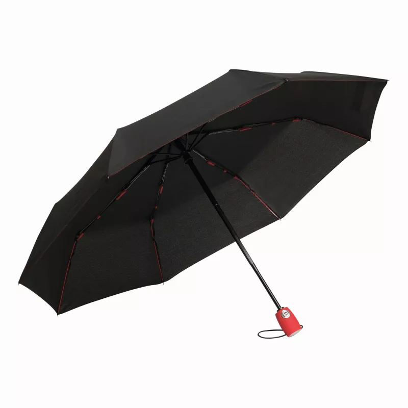 Automatycznie otwierany i składany, wiatroodporny parasol kieszonkowy - czarny, czerwony (56-0101251)