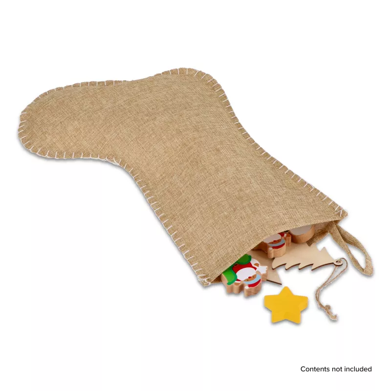 Pończocha świąteczna w stylu juty z ozdobnym szwem 45 cm - naturalny-t (LT90275-N0094)