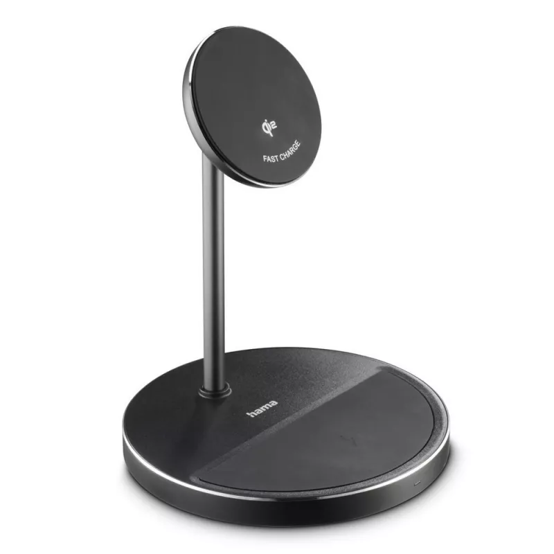 Magnetyczna ładowarka bezprzewodowa 2 w 1 15W Hama - czarny (VH066-03)