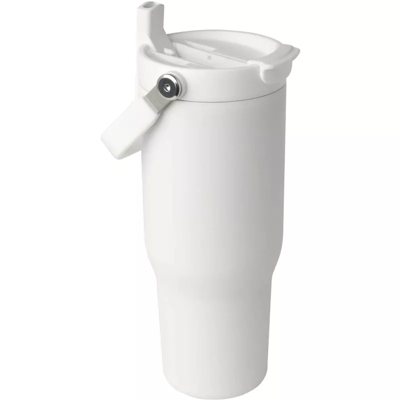 Kubek Bronx o pojemności 900 ml, z izolacją próżniową, wykonany ze recyklingowanej stali nierdzewnej z certyfikatem RCS i z miedzi, z wielofukncyjną zakrętką - Biały (10086401)