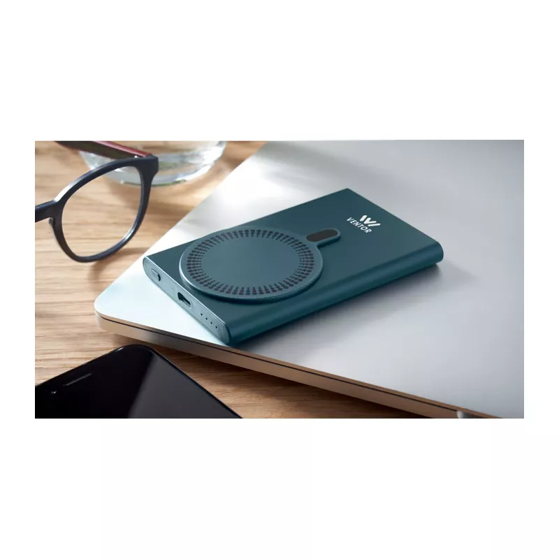 Powerbank magnetyczny 5000 mAh 15W z aluminium PAWTT - Niebieski (MO2442-04)