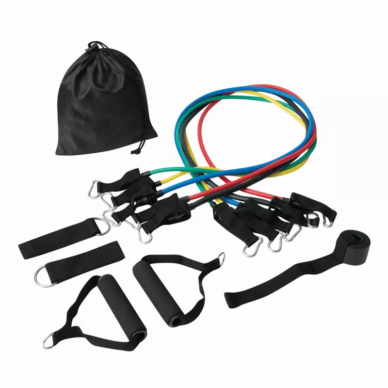 Zestaw gum oporowych do ćwiczeń - czarny, czerwony, niebieski, zielony, żółty (56-0605044)