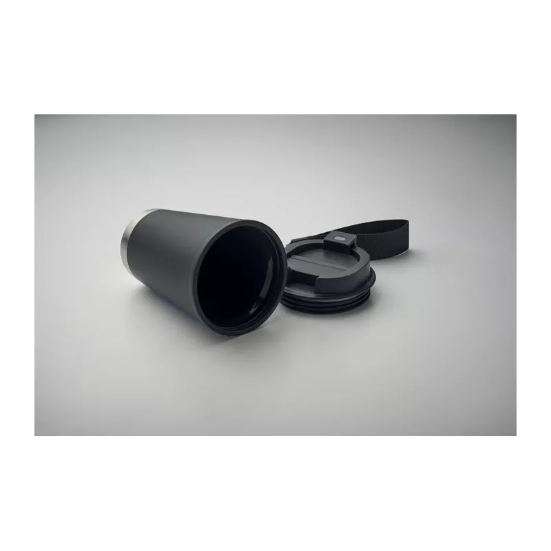 Kubek dwuścienny z PP z paskiem 300 ml TOPIZ - Czarny (MO2596-03)
