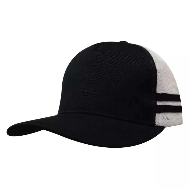 Czapka z daszkiem 5-panelowa typu trucker 250 g/m² #3995 - Czarno-biało-czarna (HW-3995-BLACK/WHITE/BLACK)