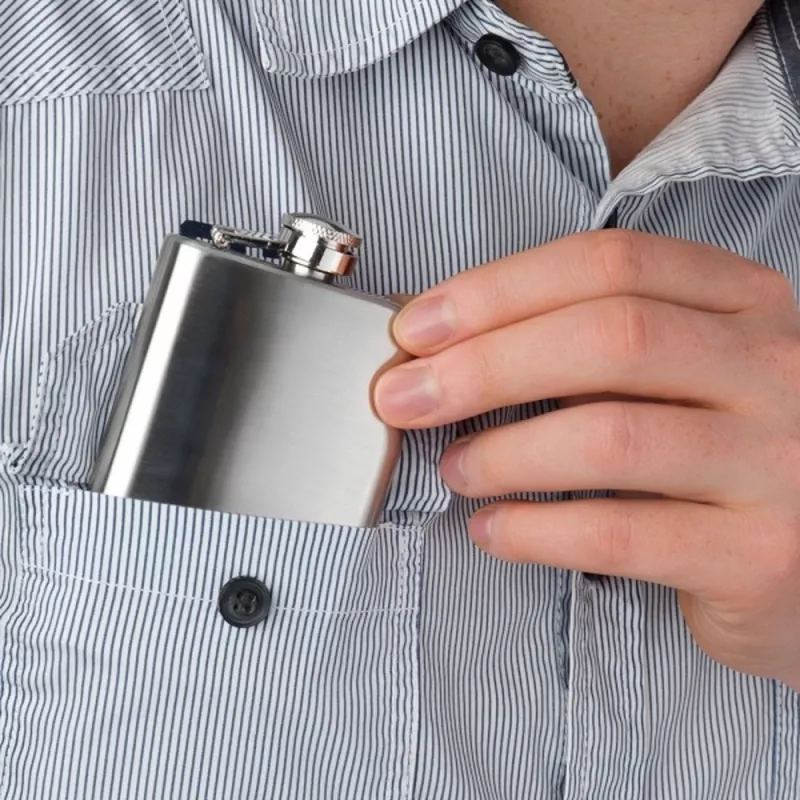 Piersiówka stalowa FRESNO 104 ml - szary (570807)