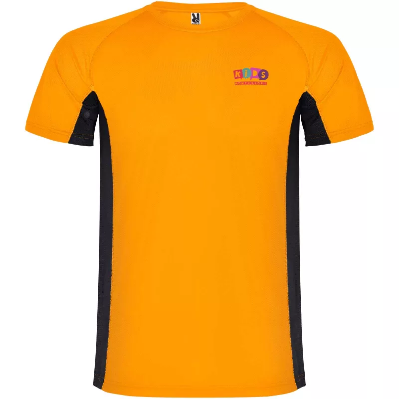 Shanghai sportowa koszulka dziecięca z krótkim rękawem - Czarny-Fluor Orange (K6595-BLACK-FLORANGE)