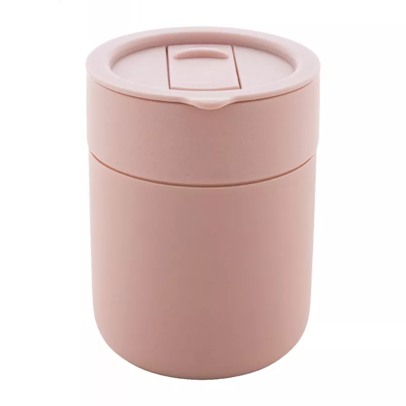 Ceramiczny kubek podróżny pokryty silikonem Liberica 300 ml - jasno różany (AP800549-04V)