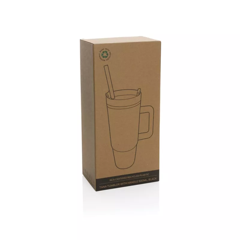 Kubek podróżny 900 ml Tana, plastik z recyklingu - czarny (P437.101)