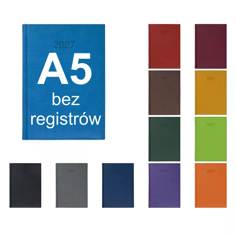 Kalendarz książkowy A5, dzienny, bez registrów, VIVO - różne kolory (KK-BCV-705.D)