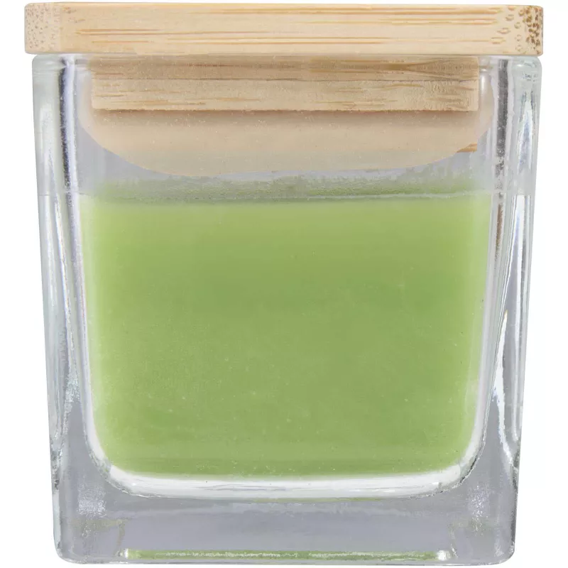 Ambra kwadratowa świeca w szkle z bambusową pokrywką - Oasis Green (12635461)