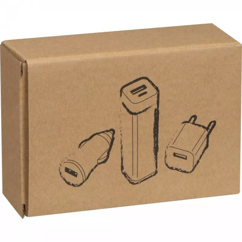 Zestaw podróżny power bank 2200 mAh i wtyczki JUSTIN - biały (2008106)