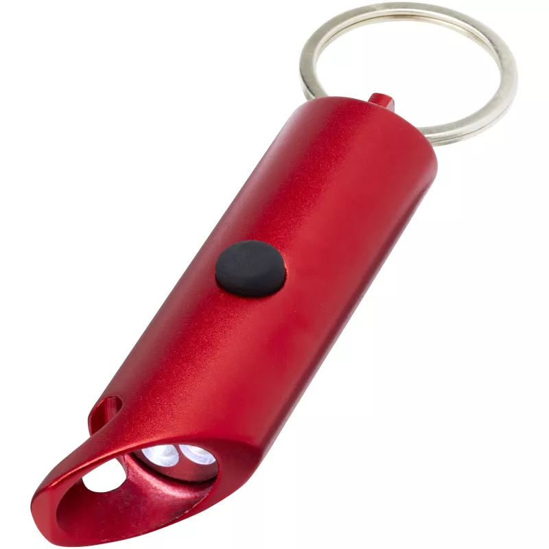 Flare latarka LED i otwieracz do butelek z łańcuchem do kluczy wykonany z aluminium IPX z recyklingu - Czerwony (10457421)