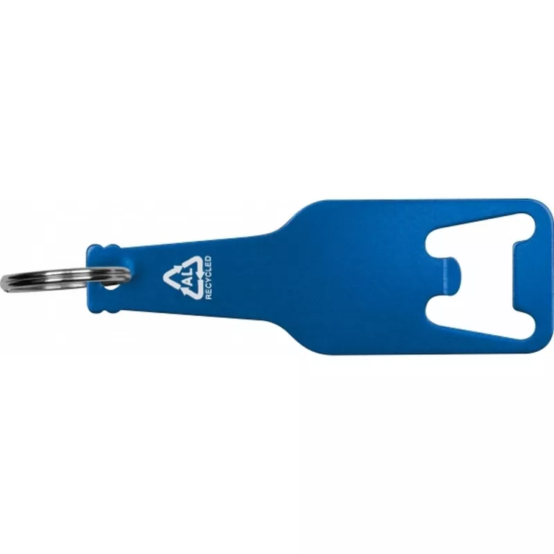 Brelok z aluminium z recyklingu otwieracz do butelek MALMO - niebieski (376404)