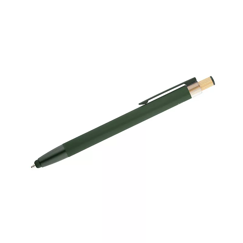 Długopis z recyklingowanego aluminium z  wykończeniem soft touch ALPEN - zielony (19827-05)