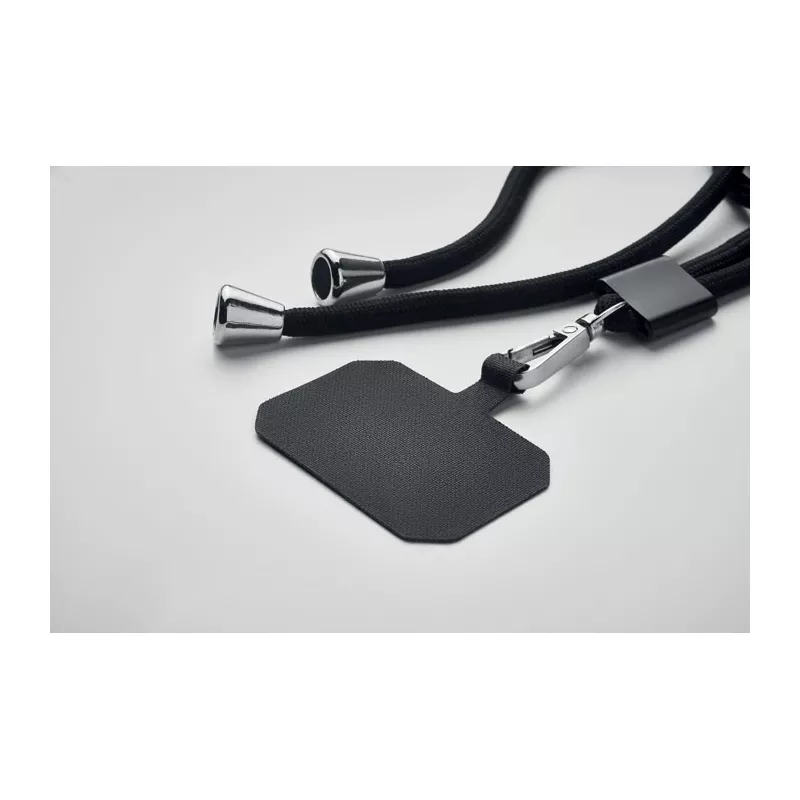 Smycz do telefonu z RPET z uchwytem NONETTE - Czarny (MO6925-03)