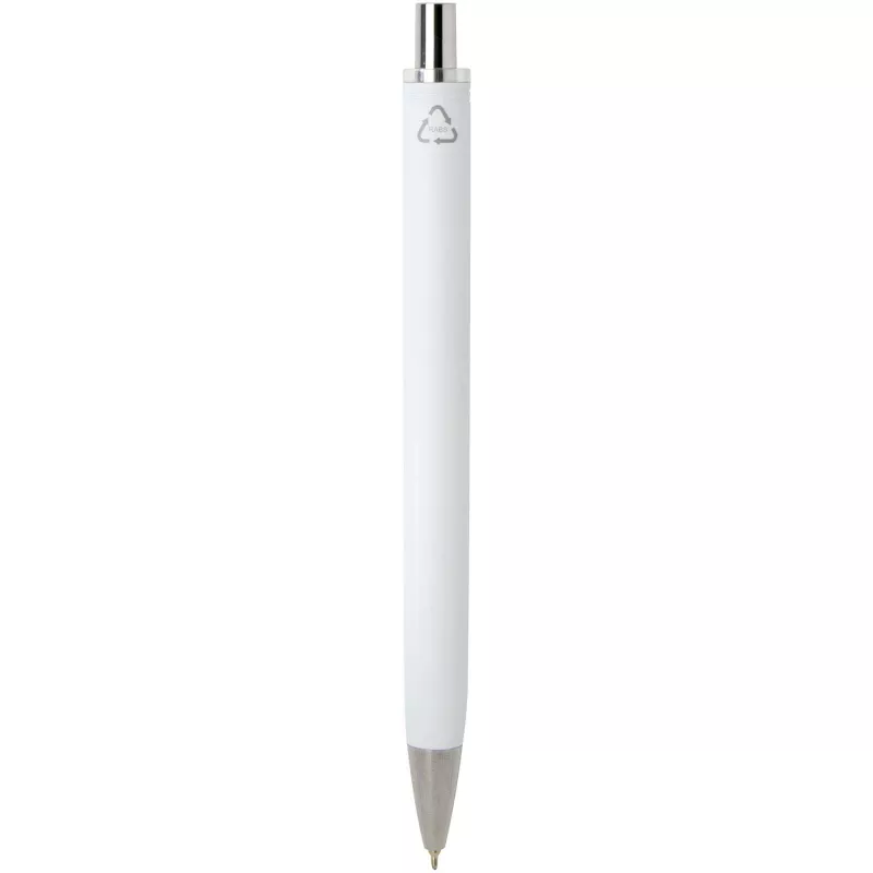 Feld długopis z certyfikatem RCS z recyklingu z metalicznym wykończeniem (czarny tusz) - Biały (10637801)