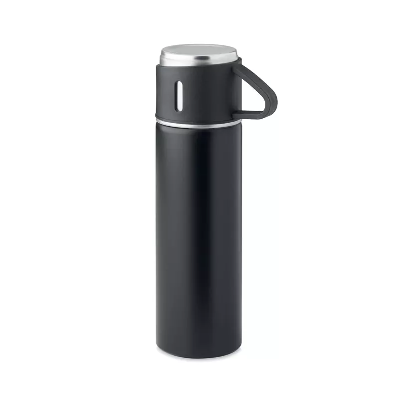 Termos dwuścienny 420 ml z kubkiem TONIA - Czarny (MO2117-03)