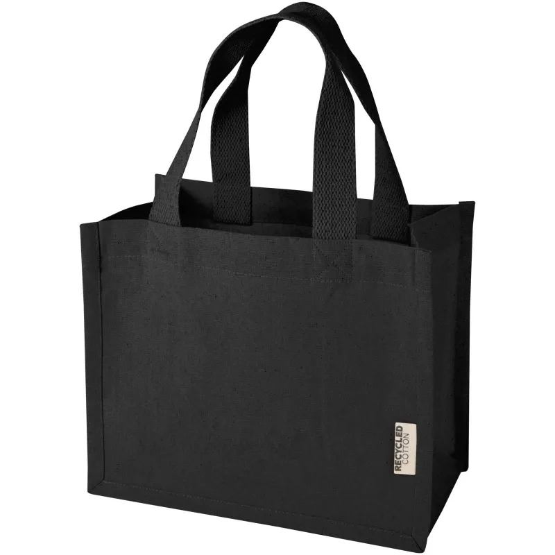 Odessa mini torba na zakupy z dnem wykonana bawełny z recyklingu z certyfikatem GRS o gramaturze 220 g/m² i pojemności 9 l - Czarny (12078790)