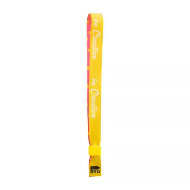Personalizowana festiwalowa bransoletka z poliestru RPET z kolorowym plastikowym zamkiem zabezpieczającym SuboWrist - żółty (AP716732-02)