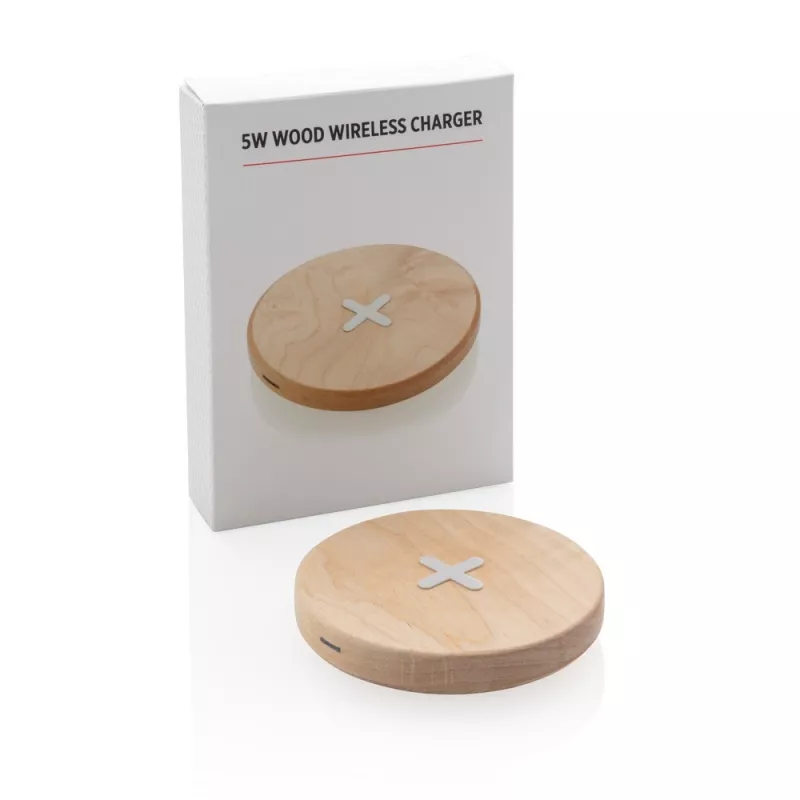 Drewniana ładowarka bezprzewodowa 5W - brązowy (P308.819)
