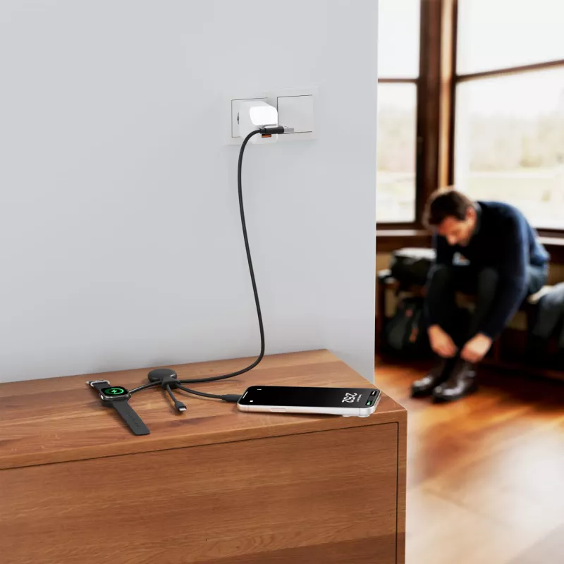 Xoopar Mr. Bio Long, wielofunkcyjny kabel do Apple i Samsung Watch,1 metr - czarny (LT41031-N0002)