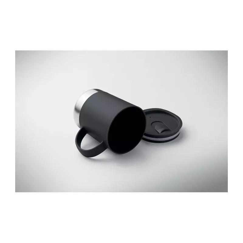 Kubek z PP z przesuwaną pokrywką 300 ml BEAKER - Czarny (MO2772-03)