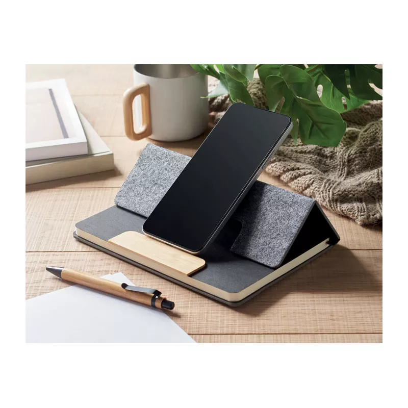 Notes A5 80 kartek w linię z długopisem NOTEMIX - Kamienny Szary (MO2390-15)