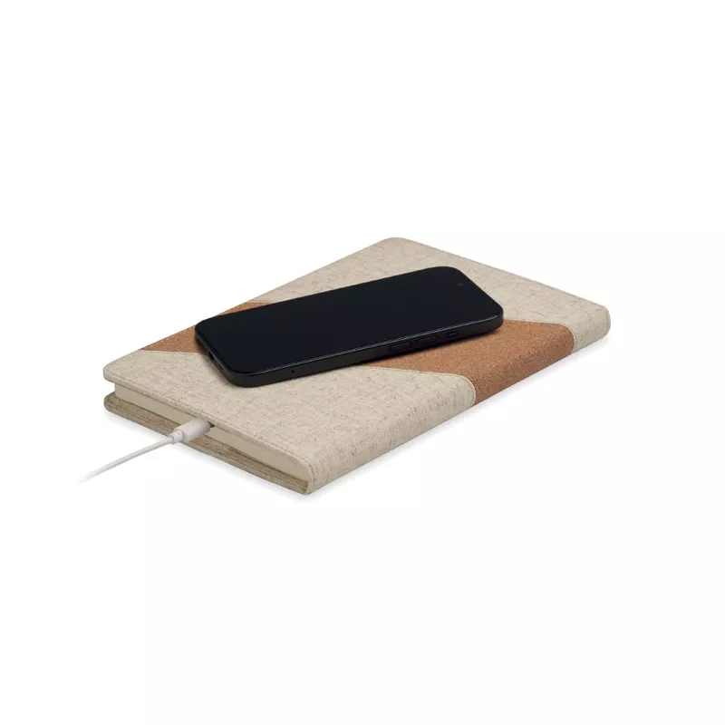 Notes A5 z ładowarką 15W 64 kartki w linię CORTONA - Bezowy (MO2734-13)