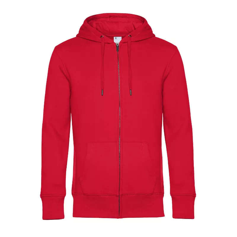 Bluza męska na zamek z kapturem B&C King Zipped Hood - Red (004) (WU03K-RED)