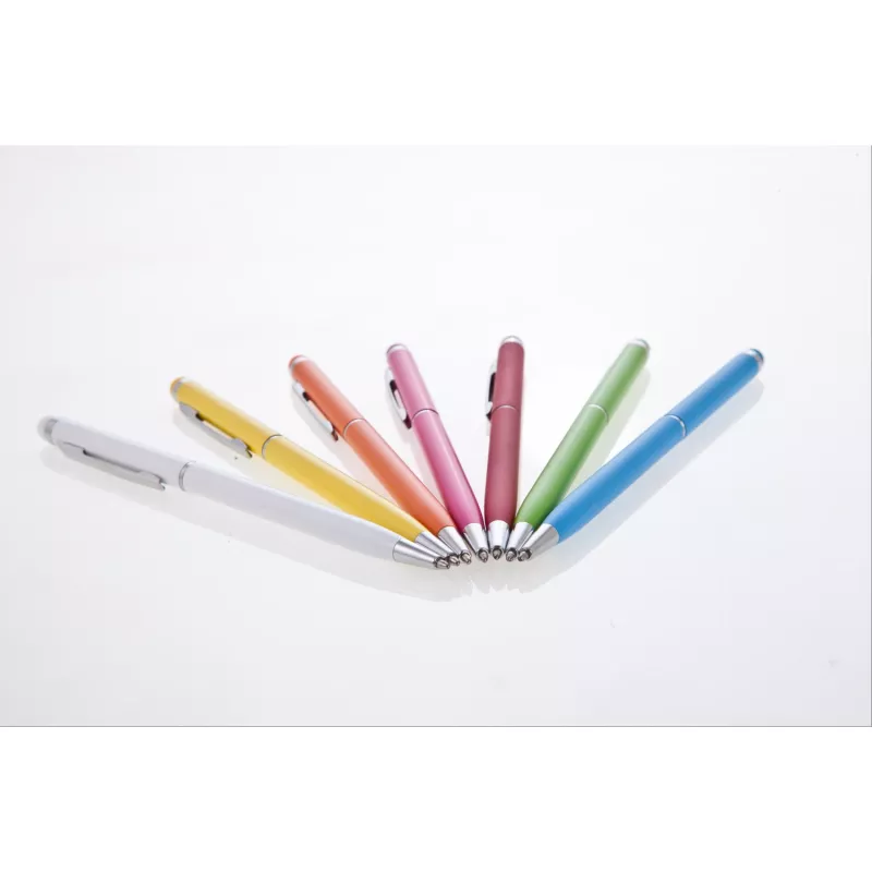Długopis metalowy matowy z touch pen-em | Dennis - biały (V1637-02)