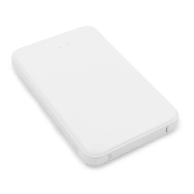 Power bank 5000 mAh ze zintegrowanymi kablami, adapter w komplecie | Presley - biały (V0905-02)