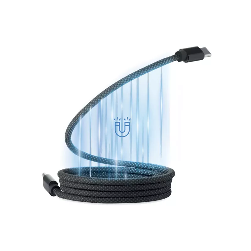 Kabel magnetyczny pleciony USB-C 60W z RPET BRAID - Czarny (MO2778-03)