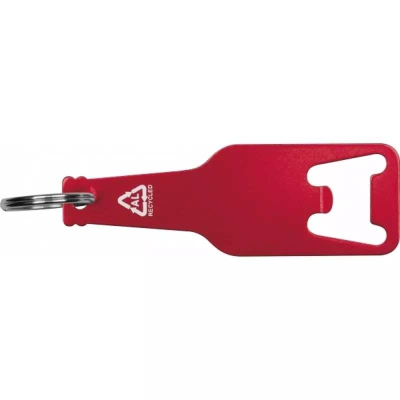 Brelok z aluminium z recyklingu otwieracz do butelek MALMO - czerwony (376405)