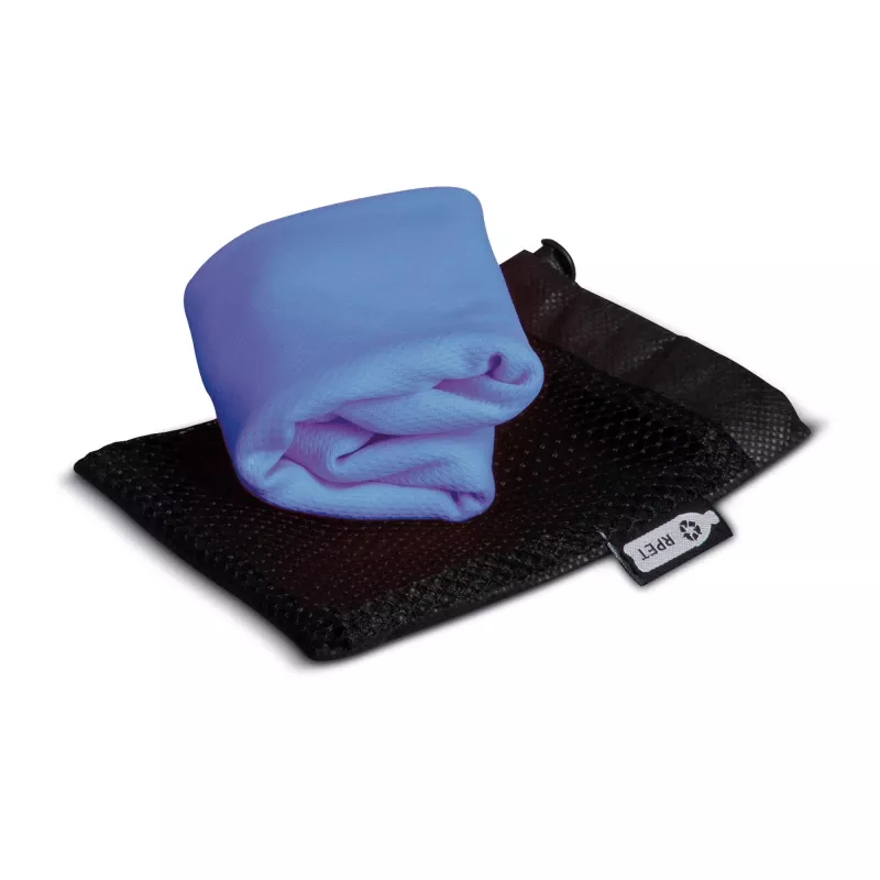 Ręcznik chłodzący z plastiku z recyklingu - czarno / niebieski (LT91204-N0211)