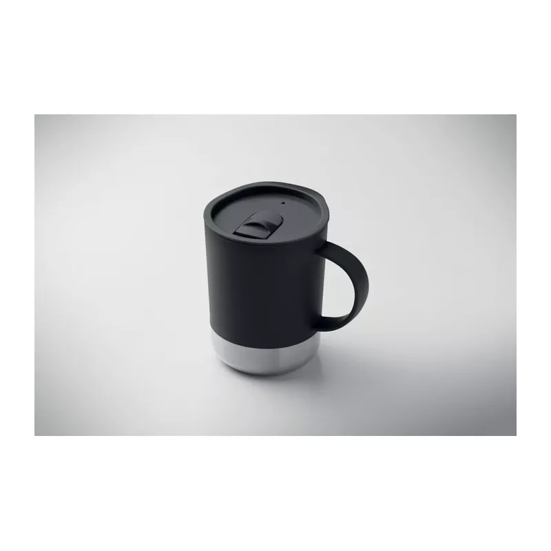Kubek z PP z przesuwaną pokrywką 300 ml BEAKER - Czarny (MO2772-03)