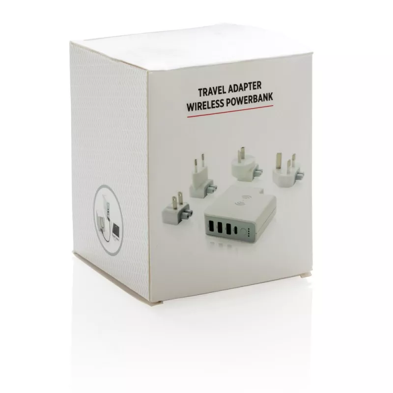 Adapter podróżny, bezprzewodowy power bank 6700 mAh - biały (P820.551)