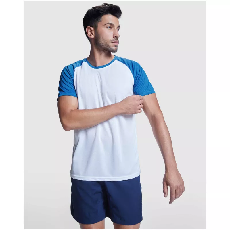 Indianapolis sportowa koszulka unisex z krótkim rękawem - Biały-Błękit królewski (R6650-ROYAL-WHITE)