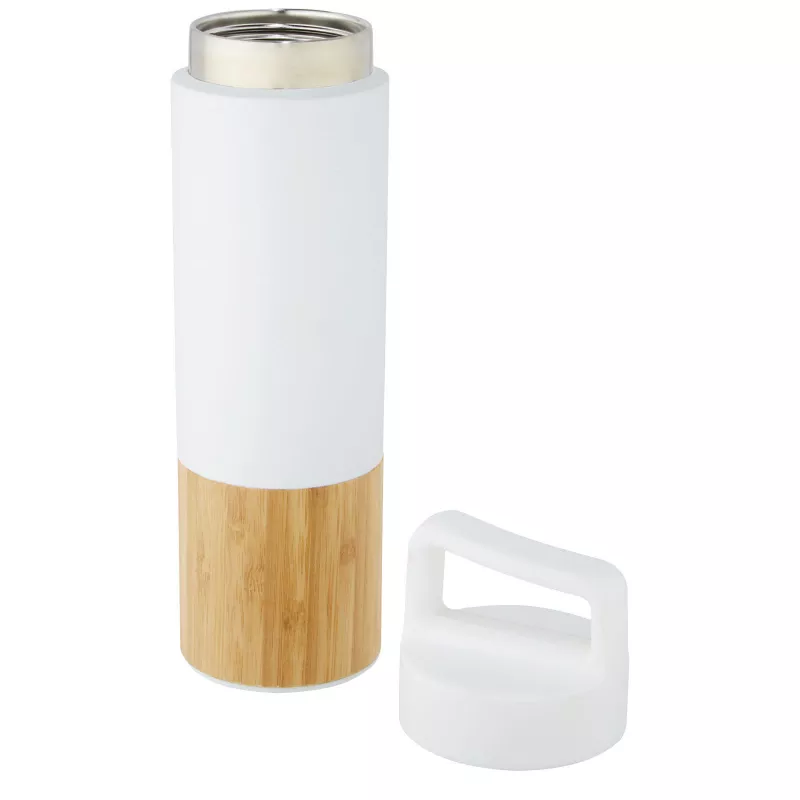 Termos reklamowy Torne 540 ml ze stali nierdzewnej z bambusową ścianką zewnętrzną - Biały (10066901)