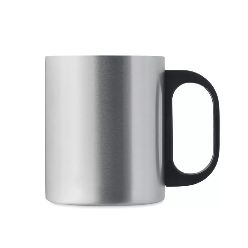 Kubek dwuścienny stalowy z uchwytem 300 ml TANISS - Srebrny Mat (MO6600-16)