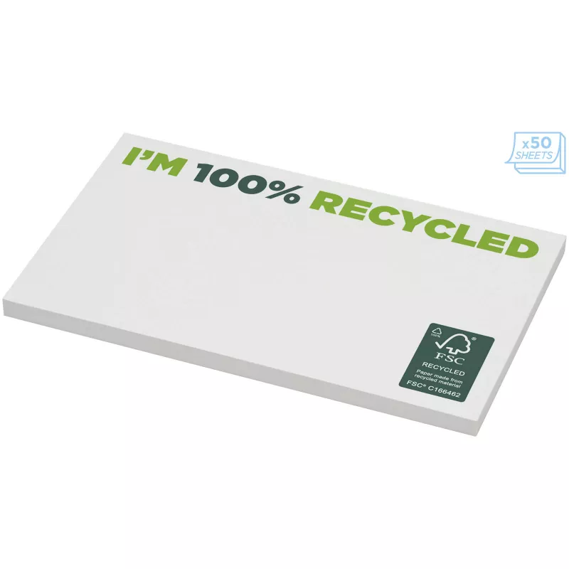 Karteczki samoprzylepne z recyklingu o wymiarach 127 x 75 mm Sticky-Mate® - Biały (21288-WHITE)