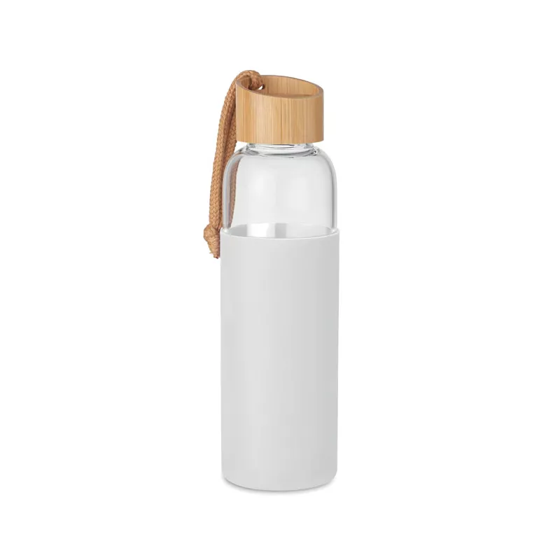 Butelka szklana 500 ml w silikonowym etui CHAI - Bialy (MO6845-06)
