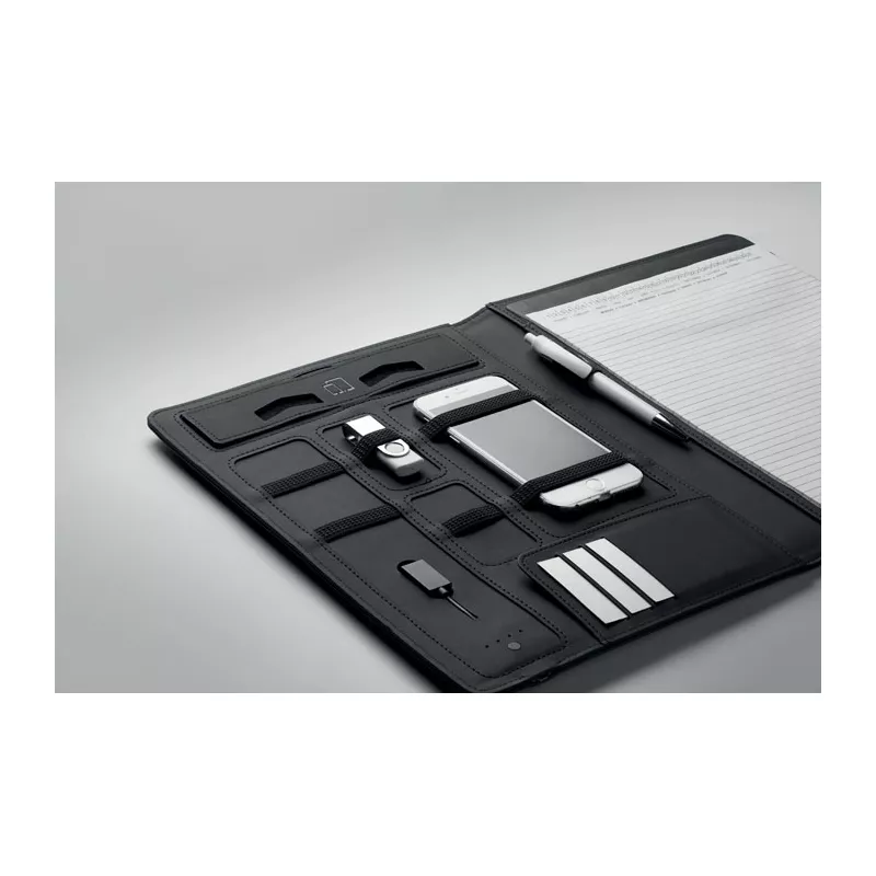 Teczka A4 z powerbankiem 4000 mAh SMARTFOLDER - Czarny (MO9401-03)