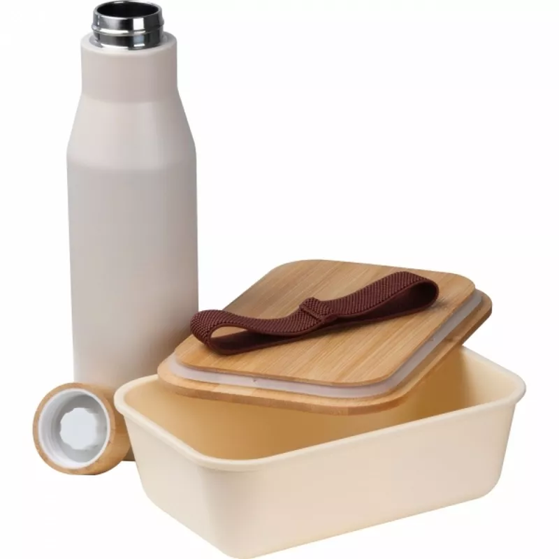 Zestaw lunchbox 1000 ml i butelka termiczna 500 ml TORONTO - beżowy (485213)