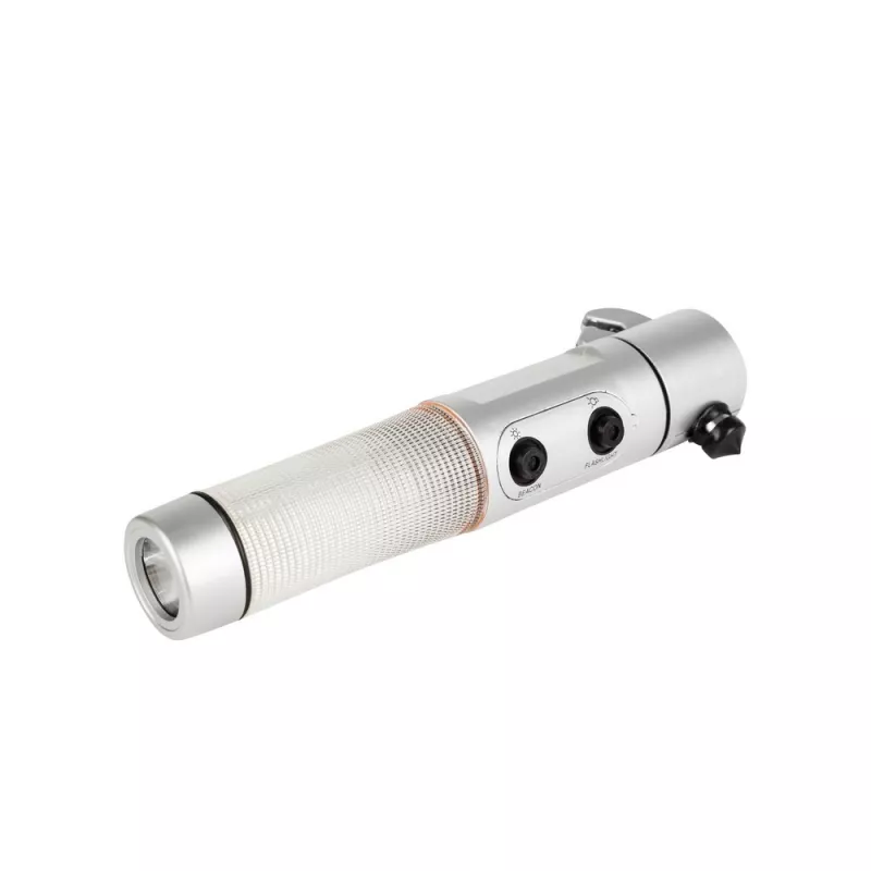 Latarka bezpieczeństwa 1 LED, przecinak do pasów, młotek bezpieczeństwa | Auden - srebrny (V7735-32)
