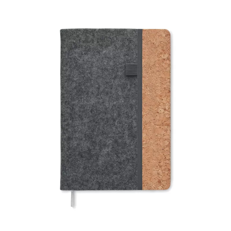 Notes A5 w okładce z filcu 80 kartek w linię CORKBOOK - Kamienny Szary (MO2553-15)