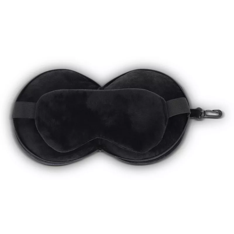 Poduszka podróżna z maską na oczy i pokrowcem zapinanym na zamek błyskawiczny - czarny (LT92744-N0002)