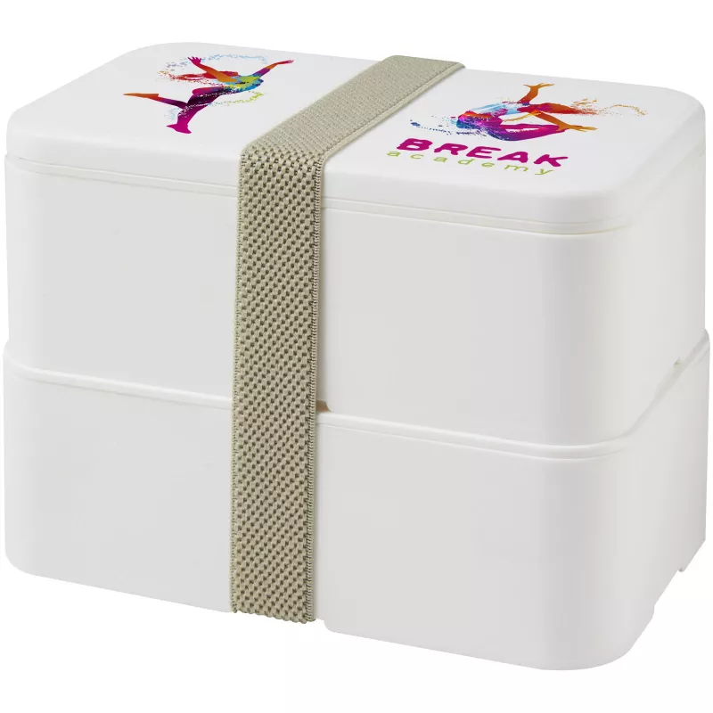 Dwupoziomowe pudełko na lunch 2 x 700 m MIYO - Biały-Limonka (21047010)