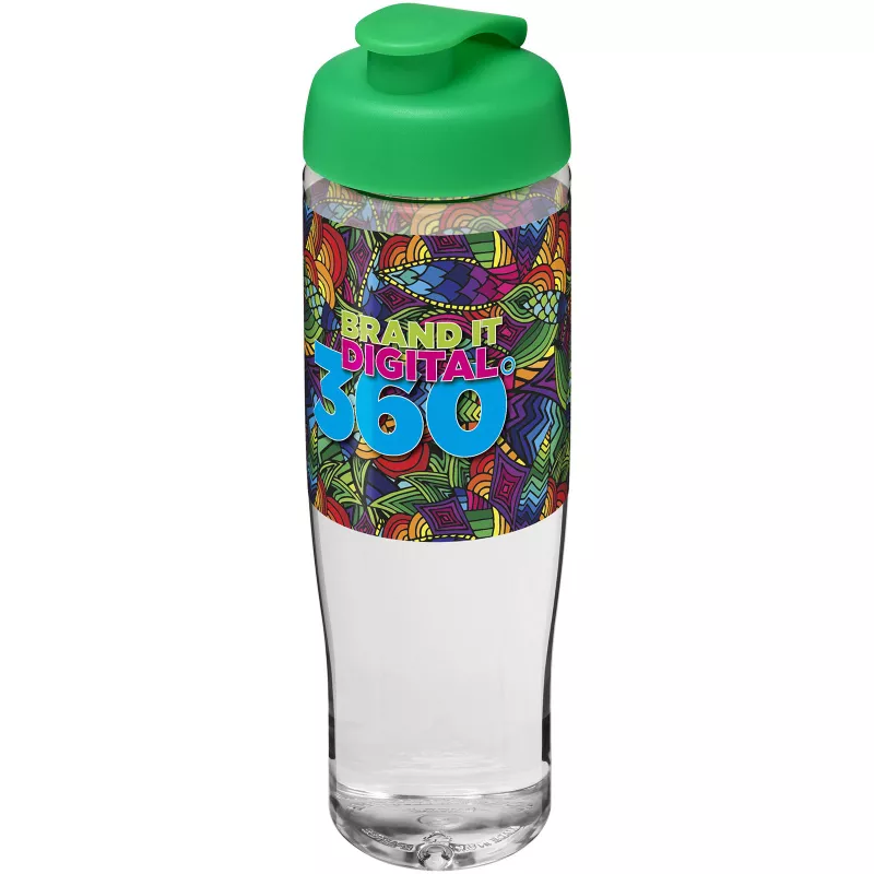 Bidon H2O Tempo® o pojemności 700 ml z wieczkiem zaciskowym - Przezroczysty-Zielony (21004006)