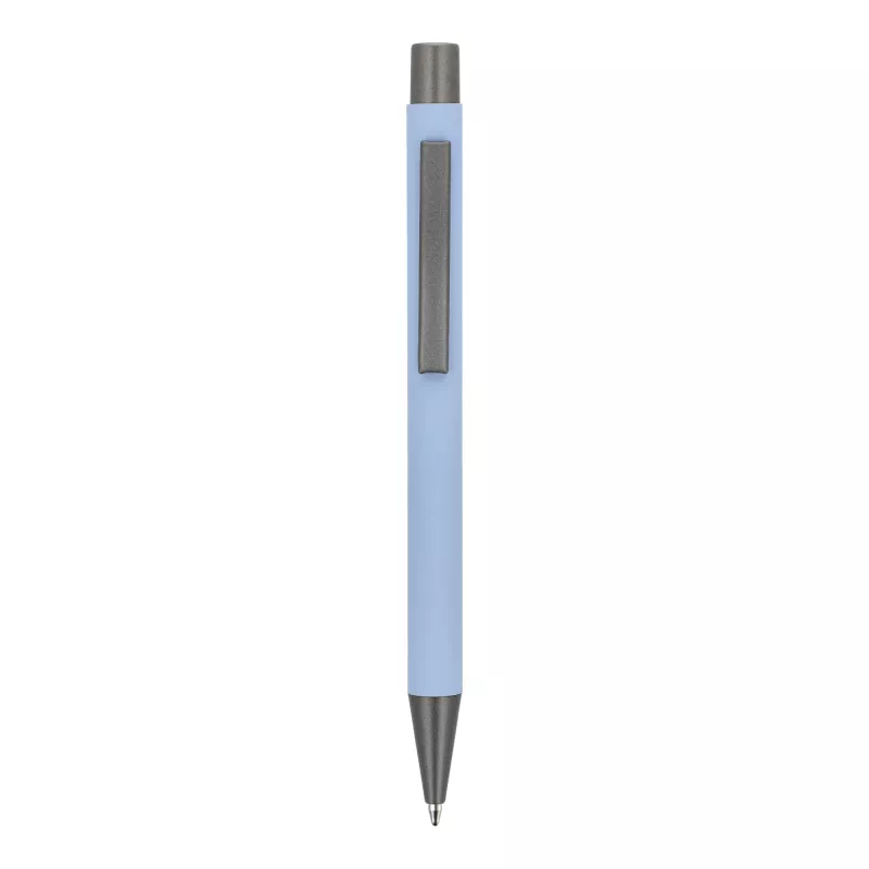 Aluminiowy długopis z eleganckim wykończeniem soft touch New York - pastelowoniebieski (LT87767-N0016)