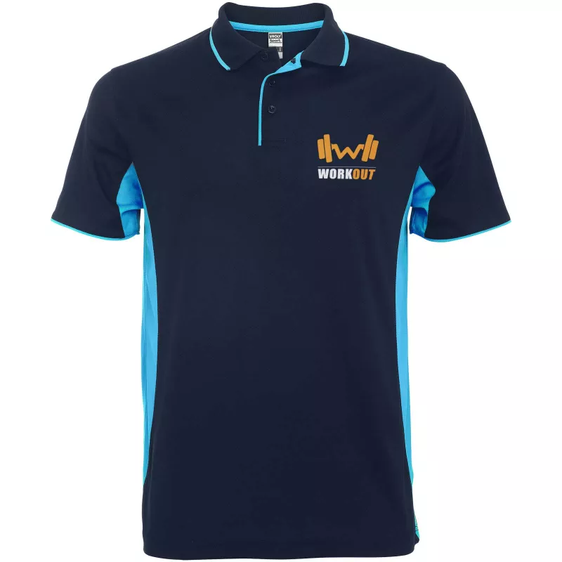 Montmelo koszulka polo unisex z krótkim rękawem - Błękitny-Navy Blue (R0421-NAVYBLUE-SKY BLUE)